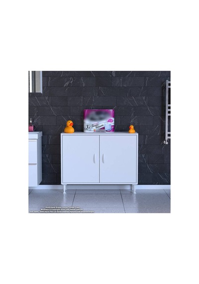 Söke 95x75x32,5 Cm Lik Küçük Alanlar İçin Akıllı Çözümler 2 Kapaklı 2 Göz Raflı Dolap Beyaz
