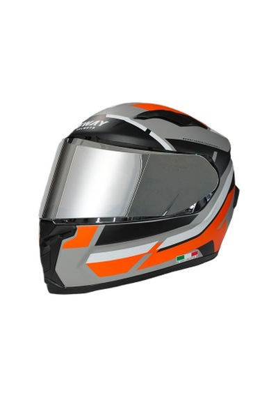 Sway SW 820 AIX Full Face Gümüş Vizör Kask Gri Turuncu