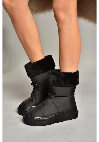 Fox Shoes T476434004 Siyah Kumaş Kadın Bot Siyah