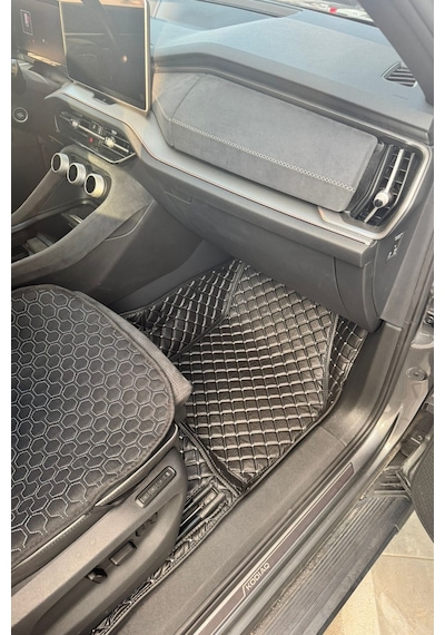 Honda Cıvıc Fd6 2007-2011 Siyah Üzeri Beyaz Dikiş 8d Diamond Premium Havuzlu Deri Oto Paspas