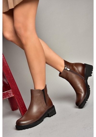 Fox Shoes J654011903 Kahverengi Hakiki Deri Kadın Bot Kahverengi