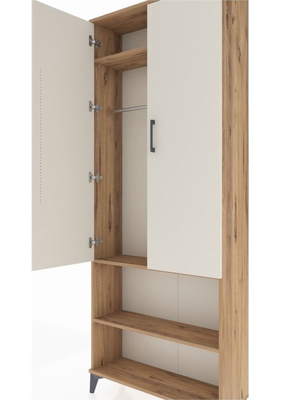 Arges Dolap 3 Raflı 2 Kapaklı Tek Askılı 88x30x221 Çam-aytaşı Atlas Çam