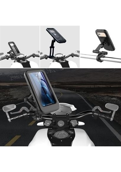 Motosiklet, Bisiklet, Atv Koluna Takılabilen 360 Dönebilir Su Geçirmez Telefon Tutacağı
