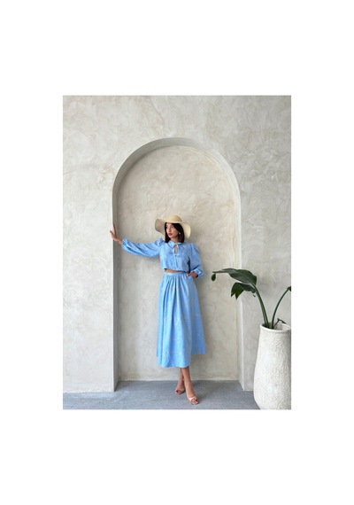 Verymoda Nakışlı Önden Bağlamalı Bluz F1902 Açık Mavi