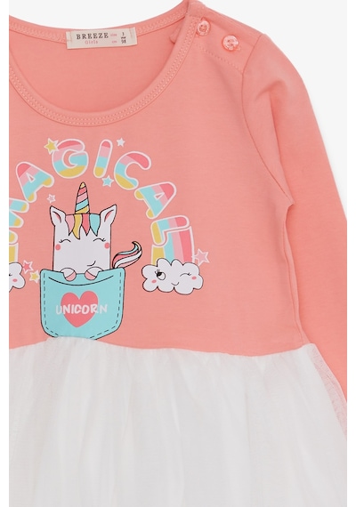 Kız Çocuk Uzun Kollu Elbise Unicorn Baskılı Somon (1.5-5 Yaş) Somon Kız Çocuk Uzun Kollu Elbise Unicorn Baskılı Somon (1.5-5 Yaş) Somon