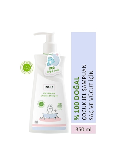 INCIA %100 Doğal Organik Sertifikalı Bebek ve Çocuk Jel Şampuanı Saç Vücut Lavanta Konak Önleyici 350 ml