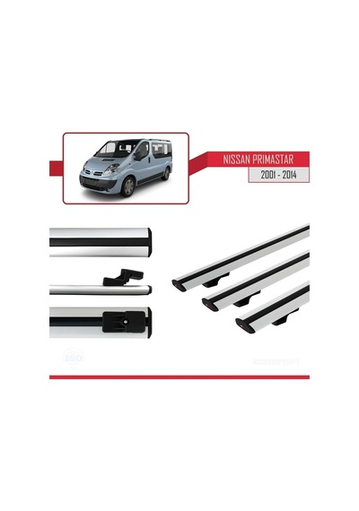 Nissan Primastar 2001-2014 Arası İle Uyumlu Basic Model Ara Atkı Tavan Barı Gri 3 Adet