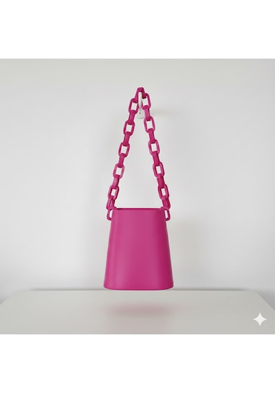 Mottopi Zincirli Dikey Çanta,el Ve Omuz Çantası,3d Baskı Çanta Pembe