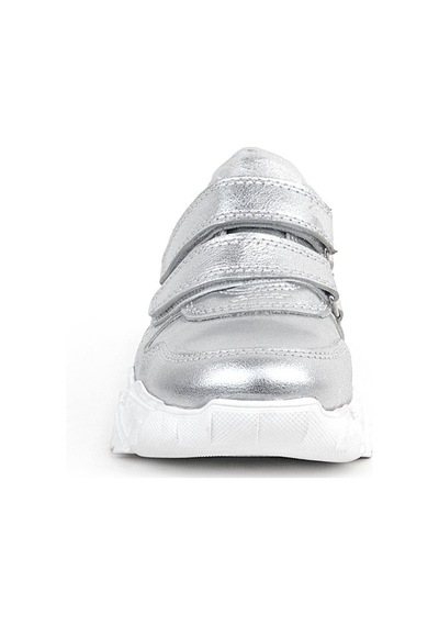 Rakerplus Hakiki Deri Gümüş Beyaz Tabanlı Kız Çocuk Sneakers Ayakkabı Gümüş