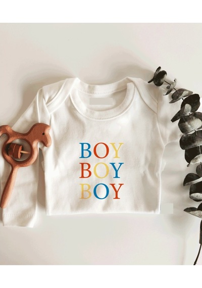 İmaj Tuğbababy Boy Boy Boy Uzun Kol Çıtçıtlı Organik Bebek Body Beyaz