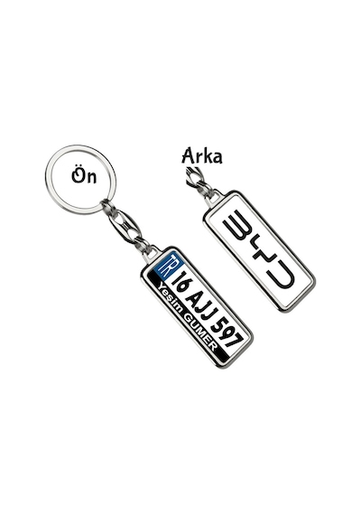 Kişiye Özel Byd Siyah Logo Tema Plaka Anahtarlık Gümüş