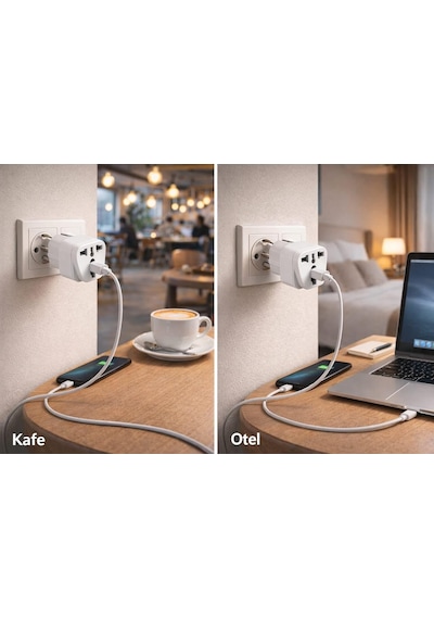 Universal Priz Adaptörü 2 Li Set, Avrupa Tipi Fiş Eu,çoklu Girişli Seyahat Adaptörü, Tüm Ülkele