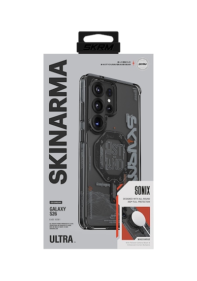 Galaxy S26 Ultra Kılıf M-safe Uyumlu Yazı Desenli Airbag Tasarımlı Skinarma Sonix Kapak Siyah Siyah