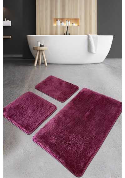 Pasific Purple 3 Lü Set Banyo Halısı Paspas Yıkanabilir