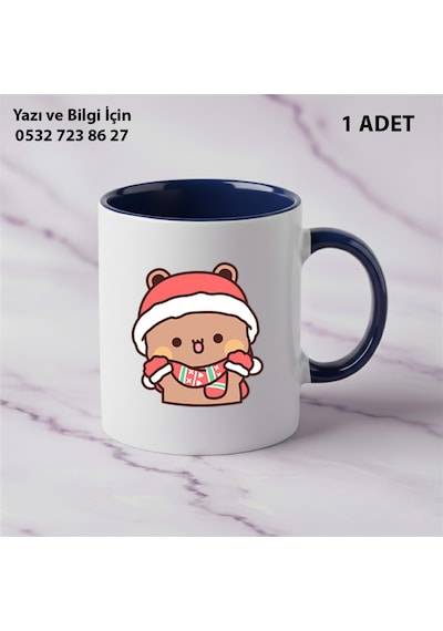 Dudu Ve Bubu Yılbaşı Yeni Yıl Tasarımlı Kişiye Özel İsimli Kupa Bardak Sevgiliye Hediye Lacivert