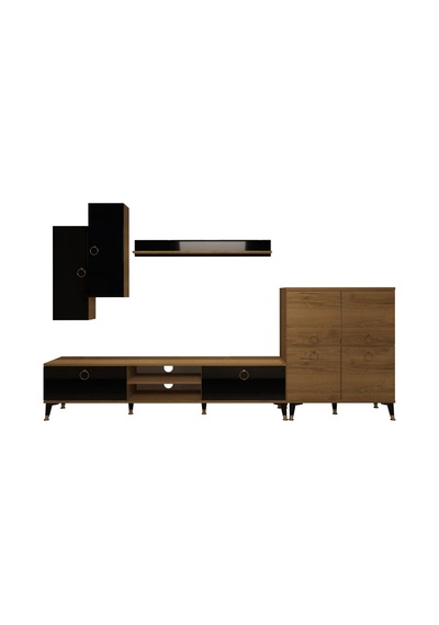 Decoraktiv Eko 6 Mdf Dvd Gold Tv Ünitesi Tv Sehpası Pera - Siyah