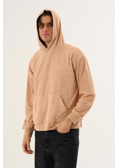 Alexandergardi Alexandergardı Kangru Cepli Kapişonlu Sweatshirt E23-00176 Bej