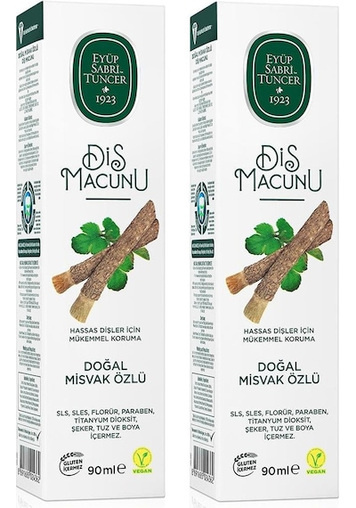 Eyüp Sabri Tuncer Doğal Misvak Özlü Florürsüz Diş Macunu 2 x 90 ML