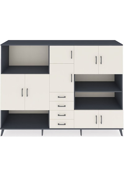 Hyperion Dolap 9 Raflı 4 Çekmeceli 8 Kapaklı 220x44x163 Antrasit- Antrasit-aytaşı Hyperion Dolap 9 Raflı 4 Çekmeceli 8 Kapaklı 220x44x163 Antrasit- Antrasit-aytaşı