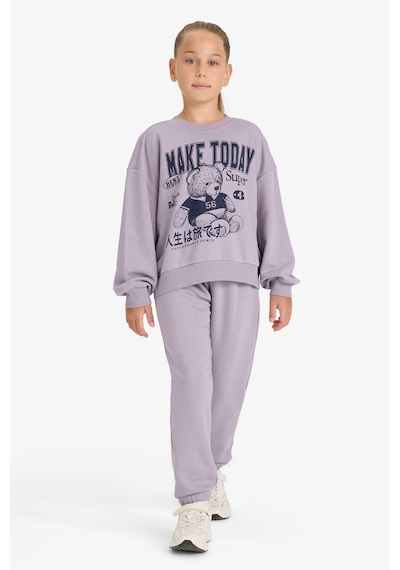 Defacto Kız Çocuk 2li Takım Baskılı Sweatshirt Eşofman Altı E6416a825aupr314 Mor Defacto Kız Çocuk 2li Takım Baskılı Sweatshirt Eşofman Altı E6416a825aupr314 Mor