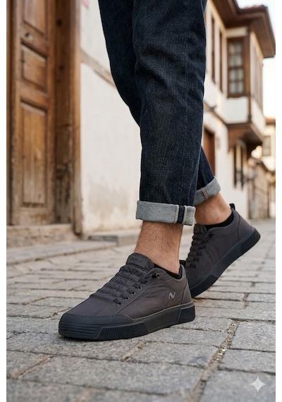Fort Noka Champ Rahat Memory Foam İç Taban Keten Sneaker Erkek Ayakkabı Füme