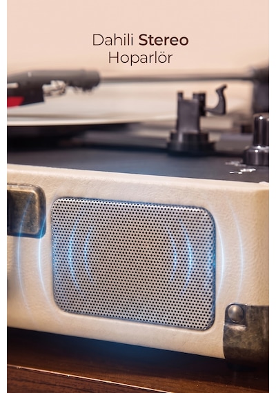 Dossimo Retrotone Bt+aux+usb Destekli Yedek İğneli Krem Pikap Çalar Ds-r100