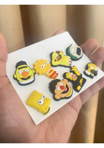 Simpson Desen Crocks Terlik Süsü Jibbitz Crocs Aksesuarı 8 Adet