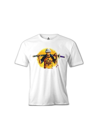 One Piece - Trafalgar Law Beyaz Erkek Tshirt