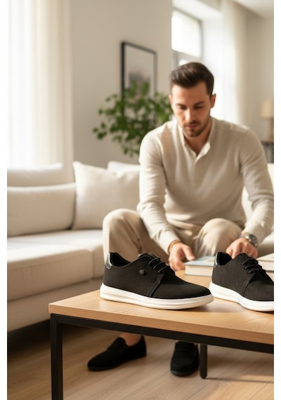 Enoch Erkek Smart Sneaker - Minimalist Tasarım Yumuşak Dokulu Beyaz Esnek Tabanlı Şehir Ayakkabısı Sıyah Baskılı Enoch Erkek Smart Sneaker - Minimalist Tasarım Yumuşak Dokulu Beyaz Esnek Tabanlı Şehir Ayakkabısı Sıyah Baskılı
