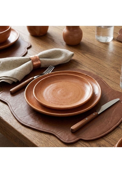 2 Adet Çift Yüz Kenar Dikişli Siyah Deri Amerikan Servis As00120-33x44 Cm Supla Kahverengi