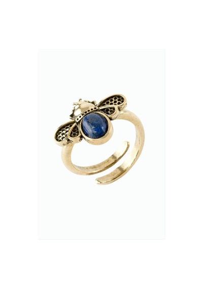 Uğur - 359 - Böceği Doğaltaşlı Otantik - Nazblsmm - Yüzük Lapis Bronz