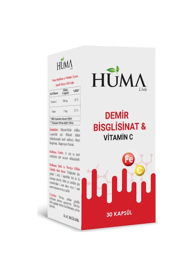 Hüma Demir Bisglisinat & Vitamin C 30 Kapsül Naturalive