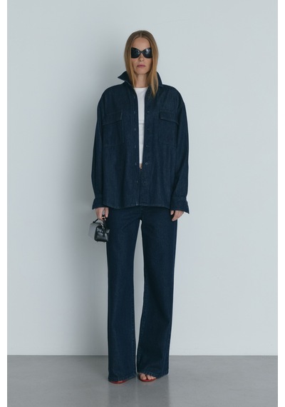 Suud Collection Mavi 88 Oversize Denim Gömlek