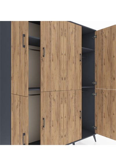 Hyperion Gardrop 4 Raflı 8 Kapaklı 4 Askılı 176x44x221 Antrasit-çam/antrasit Çam/antrasit Hyperion Gardrop 4 Raflı 8 Kapaklı 4 Askılı 176x44x221 Antrasit-çam/antrasit Çam/antrasit