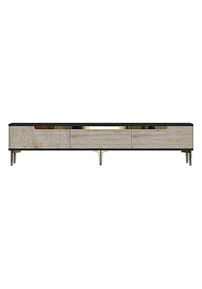 Tsa1805atg Meyra Tv Sehpası Antrasit-traverten-gold 180cm Antrasit - Traverten - Altın