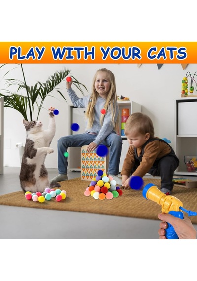 Kedi Oyun Tabancası İnteraktif - Peluş Toplarla Eğlenceli Oyun Zamanı, Ekstra Peluş Toplar Garantili