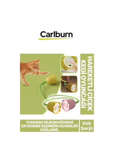 Özel Üretim Estetik Usb Şarjlı Uzun Saplı Yumuşak Silikon Gövde Hareketli Çiçek Kedi Oyuncağı