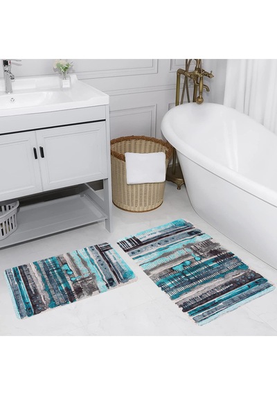 Rovigo Home Baskılı Kaymaz Taban 2 Li Banyo Paspas Takım Rvg5187-100X60-60X50 Çok Renkli