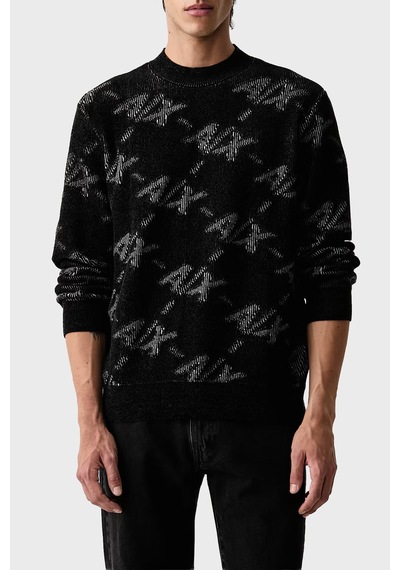Armani Exchange Tamamı Logolu Regular Fit Bisiklet Yaka Kazak Erkek Kazak Xm002992 Af16916 Fc357 Siyah