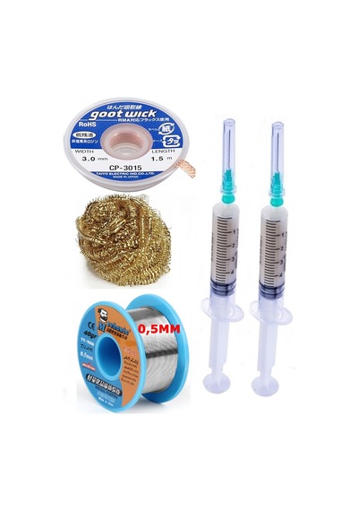 Mechanic/ Lehim Sn63/pb37 40g 0,5mm Havya Ucu Temizleme Teli Lehim Toplama Cp-3015 Emme Teli 3,0mm Set05
