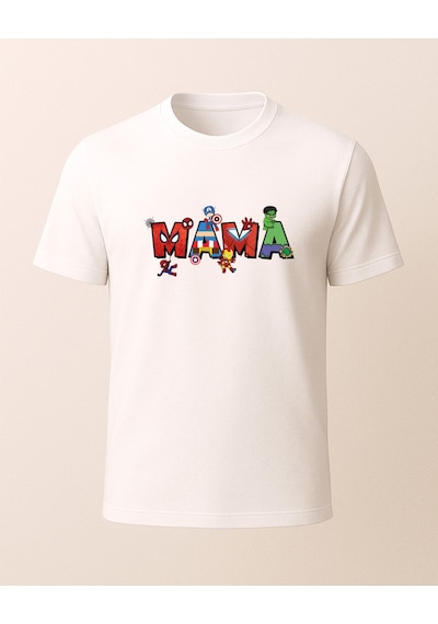 Mama Baskılı Anneler İçin T-shirt Beyaz