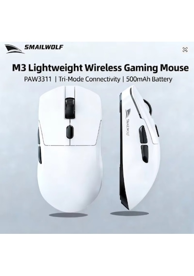 Smailwolf M3 Pro Plus Kablosuz Oyuncu Mouse Paw3311 Sensör - 3 Modlu 12000 Dpı Manyetik Şarj Standlı Rgb 65g Ultra Hafif Fare 1000hz 1k Hız
