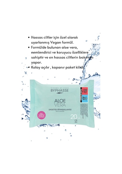 Byphasse Aloe Veralı Makyaj Temizleme Mendili Hassas Ciltler 20'li