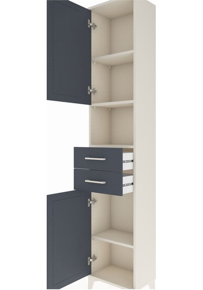 Arges Dolap 4 Raflı 2 Çekmeceli 2 Kapaklı 44x30x221 Aytaşı-antrasit Aytası