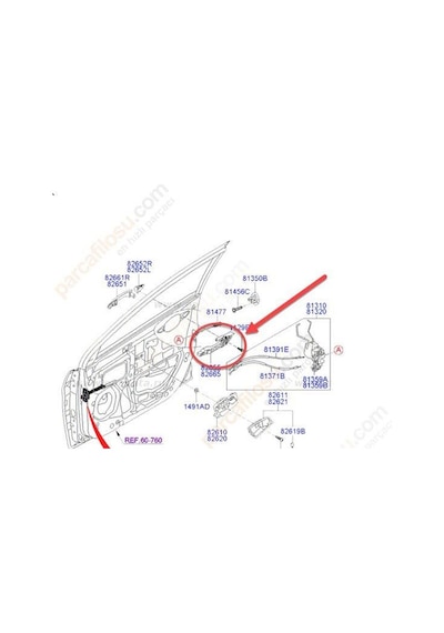 Hyundai Accent Kapi Kolu Ön Diş 2011-2017 826551r000 1.4, 1.6 Crdı