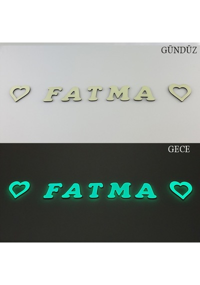 Fosforlu 5 Harf + 2 Yıldız Veya Kalp
