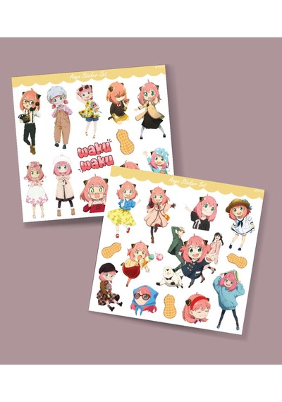 Spyxfamily-2 Li Anya Sticker Set Spy X Family Parlak Sticker Hediye Etiket Çıkartmaları Anime Süsleme Beyaz