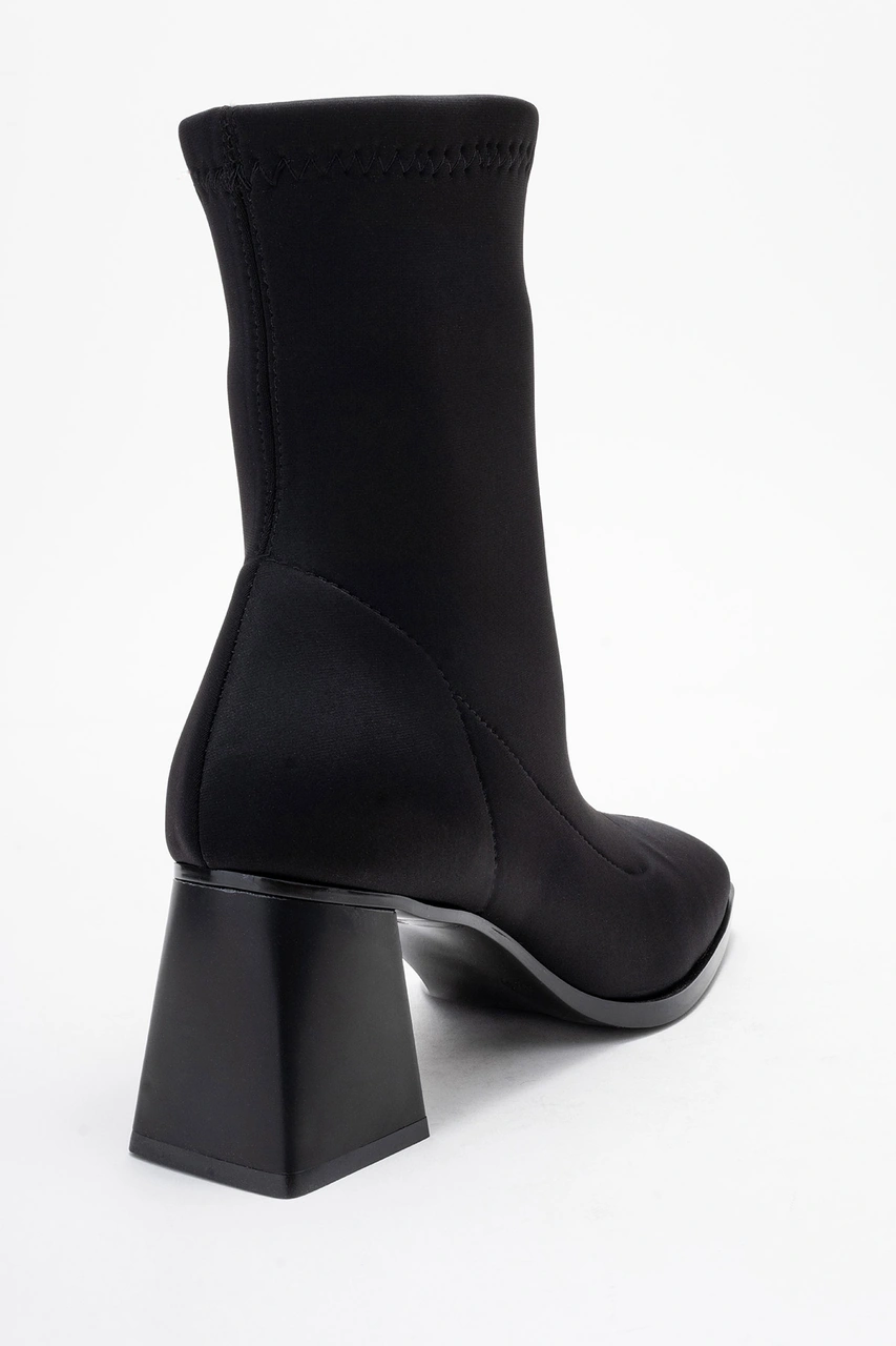 Luvishoes Luvi Shoes Plesa Siyah Scuba Kadın Kalın Topuklu Bot Siyah Nice