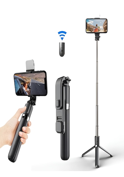 Bluetooth Kumandalı Tripod Telefon Tutuculu Selfie Çubuğu Telefon, Kamera, Lamba, Yayın Standı