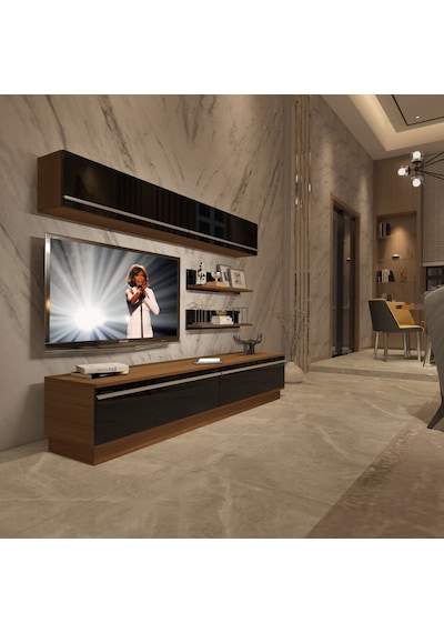 Decoraktiv Eko 5b Mdf Std Tv Ünitesi Tv Sehpası Ceviz - Siyah